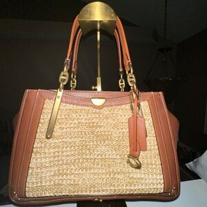 Coach Dreamed bag in straw and saddle leather